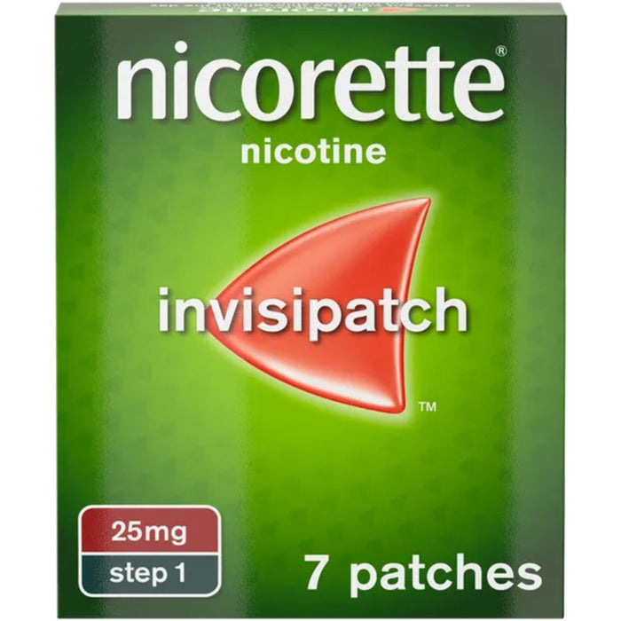 Nicorette Invisipatch 25mg Step 1 7 patches front box view