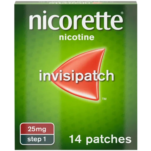 Nicorette Invisipatch 25mg Step 1 14 patches front box view