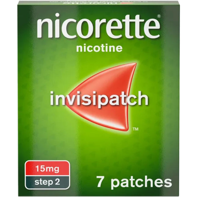 Nicorette Invisipatch 15mg Step 2 7 patches front box view